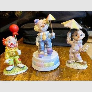 Vintage Lefton Clown figurines and Lefton porcelain musical clown figurine.
